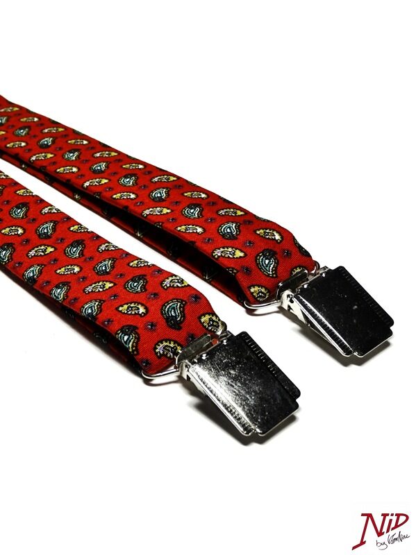 Red Mini Paisley Suspenders